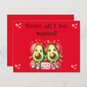 Valentijnsdag: Punny. avocado Feestdagenkaart (Voorkant / Achterkant)