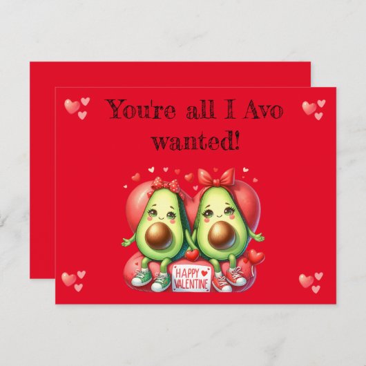 Valentijnsdag: Punny. avocado Feestdagenkaart (Voorkant / Achterkant)