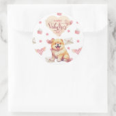 Valentijnsdag Puppy Chow Dog Valentijn Ronde Sticker (Tas)
