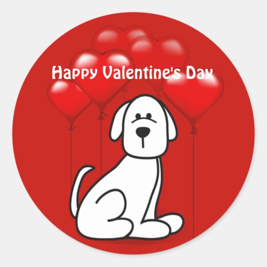 Valentijnsdag Puppy Dog Kleine Sticker (Voorkant)