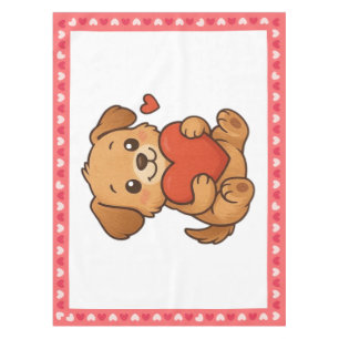 Valentijnsdag puppy hond tafelkleed