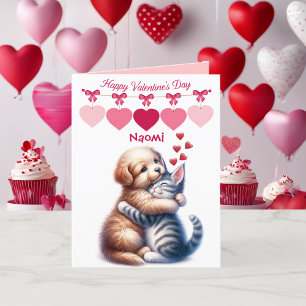 Valentijnsdag Puppy Kitten Naam toevoegen voor kin Feestdagen Kaart