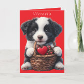 Valentijnsdag Puppy Rode Chocolade Hartjes Kaart (Voorkant)