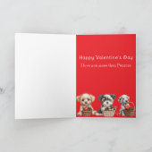 Valentijnsdag Puppy Rode Chocolade Hartjes Kaart (Binnen)