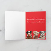 Valentijnsdag Puppy Roze Chocolade Harten Mand Kaart (Binnen)