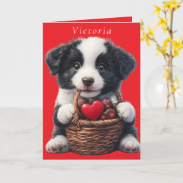 Valentijnsdag Puppyliefde Rode Chocolade Hartjes Kaart