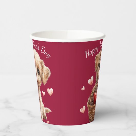 Valentijnsdag Puppymand Rode Hart Snoep Papieren Bekers (Links)