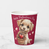 Valentijnsdag Puppymand Rode Hart Snoep Papieren Bekers (Voorkant)