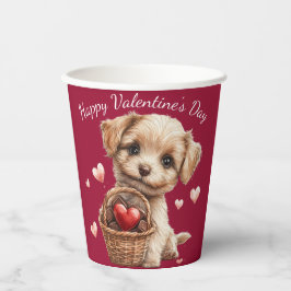 Valentijnsdag Puppymand Rode Hart Snoep Papieren Bekers