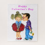 Valentijnsdag Puzzle Gift Romantic Couple Love Legpuzzel<br><div class="desc">Puzzels met Schattige romantisch paar - Liefde - Valentijnsdag Kiss Boy and Girl - Fun Painting - of Kies / Voeg uw unieke tekst / naam / kleur - Maak uw speciale puzzelgeschenk - Formaat wijzigen en verplaatsen of verwijderen / toevoegen elementen - afbeelding / tekst met aanpassingstool. Schilderen en...</div>
