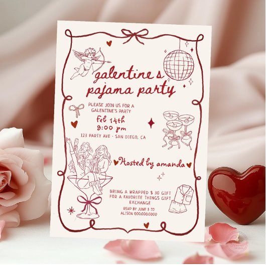 Valentijnsdag Pyjama Feest Kaart