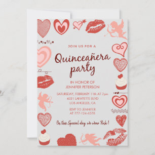 Valentijnsdag quinceanera uitnodiging leuk patroon