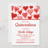 Valentijnsdag quinceanera uitnodigingen hart rood (Voorkant)
