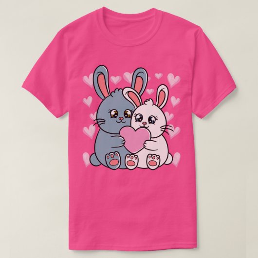 Valentijnsdag Rabbit Couple Bunnys T-shirt (Design voorkant)