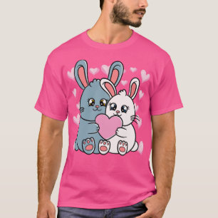Valentijnsdag Rabbit Couple Bunnys T-shirt