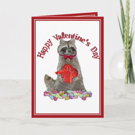 Valentijnsdag Raccoon Bandit Feestdagen Kaart (Voorkant)