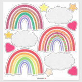 Valentijnsdag Rainbogen, wolken, harten en stangen Sticker (Vel)