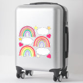 Valentijnsdag Rainbogen, wolken, harten en stangen Sticker (Koffer)