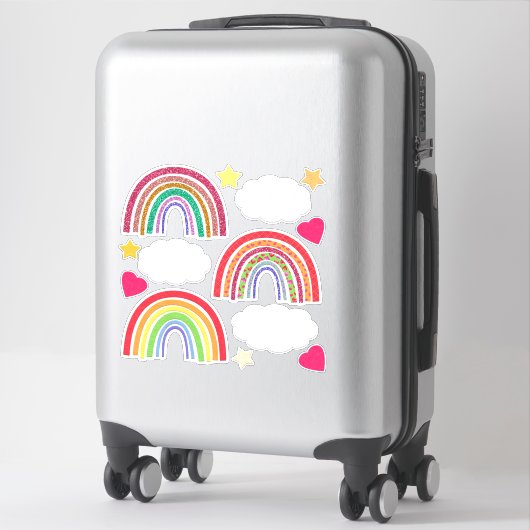 Valentijnsdag Rainbogen, wolken, harten en stangen Sticker (Koffer)