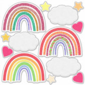 Valentijnsdag Rainbogen, wolken, harten en stangen Sticker (Voorkant)