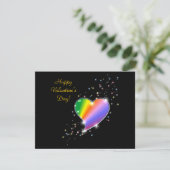 Valentijnsdag - Rainbooghartslag met sterren op zw Feestdagenkaart (Staand voorkant)