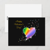 Valentijnsdag - Rainbooghartslag met sterren op zw Feestdagenkaart (Voorkant / Achterkant)