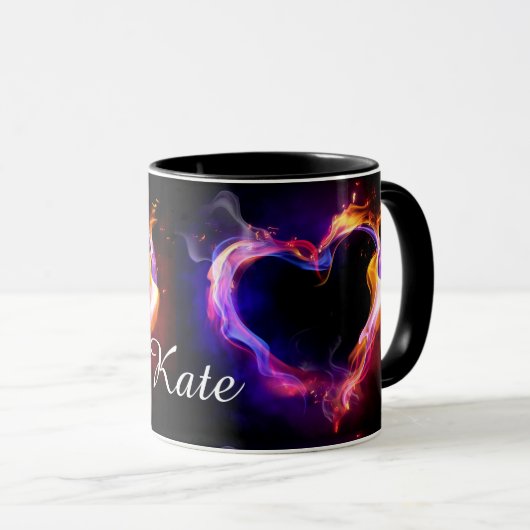 Valentijnsdag Rainbow Heart, Aangepaste naam Mok C (Voorkant rechts)