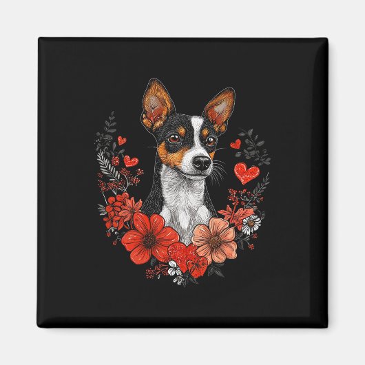 Valentijnsdag Rat Terrier Hond Magneet (Voorkant)