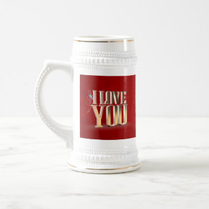 Valentijnsdag Red 3D Ik hou van je Bierpul
