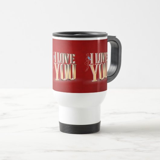 Valentijnsdag Red 3D Ik hou van je Reisbeker (Voorkant rechts)
