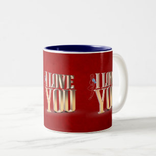 Valentijnsdag Red 3D Ik hou van je Tweekleurige Koffiemok