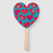 Valentijnsdag Red Aqua Hearts Handwaaier (Voorkant)