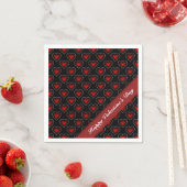 Valentijnsdag Red & Black Heart Pattern Napkins Servetten (Insitu)