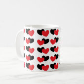 Valentijnsdag Red Black Hearts Koffiemok (Voorkant links)