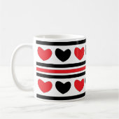 Valentijnsdag Red Black, snijstripes patroon Koffiemok (Links)