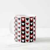 Valentijnsdag Red Black White Hearts Pattern Koffiemok (Voorkant links)