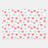 Valentijnsdag Red Blue Magenta Hearts Inpakpapier Vel (Voorkant 3)