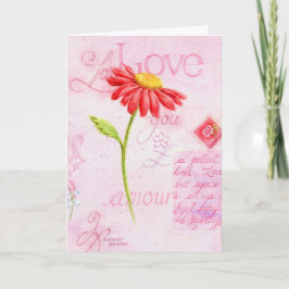 Valentijnsdag Red Daisy met Love Card Feestdagen Kaart