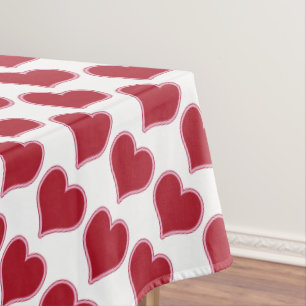 Valentijnsdag Red en White Heart Pattern Love Tafelkleed