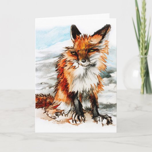 Valentijnsdag: Red Fox tekening Feestdagen Kaart (Voorkant)
