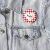 Valentijnsdag Red Gingham Heart Ronde Button 5,7 Cm (In situ)