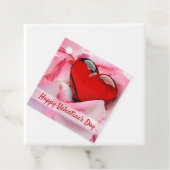 Valentijnsdag Red Glass Heart Roos Petals Bedankjes Labels (In situ)