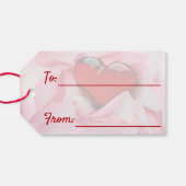 Valentijnsdag Red Glass Heart Roos Petals Cadeaulabel (Achterkant Horizontaal)