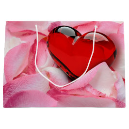 Valentijnsdag Red Glass Heart Roos Petals Groot Cadeauzakje