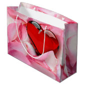 Valentijnsdag Red Glass Heart Roos Petals Groot Cadeauzakje (Achterkant Gekanteld)