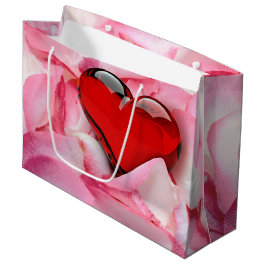Valentijnsdag Red Glass Heart Roos Petals Groot Cadeauzakje