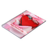 Valentijnsdag Red Glass Heart Roos Petals Notitieboek (Linkerzijde)