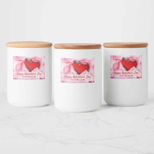 Valentijnsdag Red Glass Heart Roos Petals Voedselcontainer Etiket (Flessen)