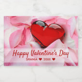 Valentijnsdag Red Glass Heart Roos Petals Voedselcontainer Etiket (Enkel label)