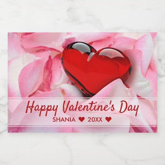 Valentijnsdag Red Glass Heart Roos Petals Voedselcontainer Etiket (Enkel label)